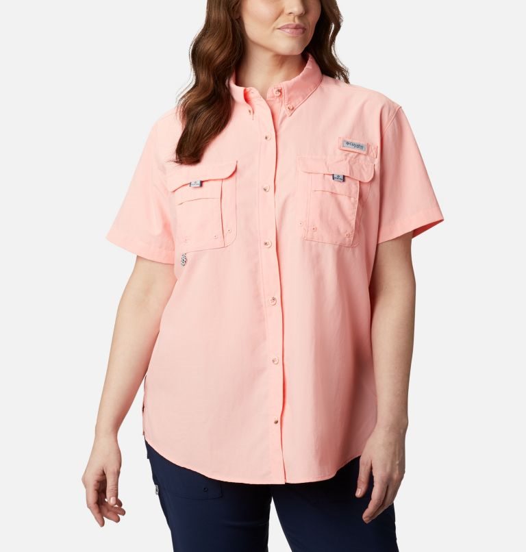 Camasa Columbia PFG Bahama Scurte Sleeve Dama Roz | Plus Size DY18M7ASZ